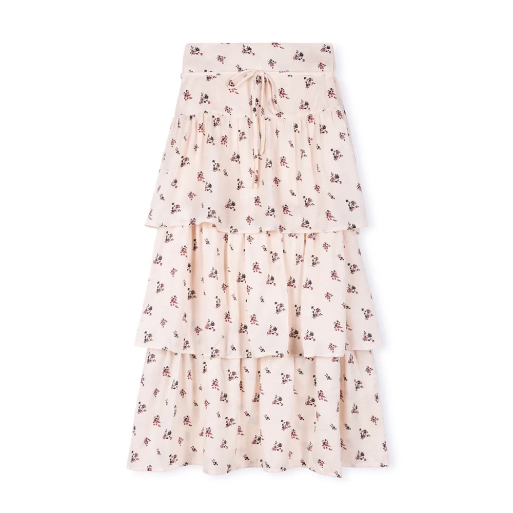 Junees Knot and Tale LAYERED IVORY PRINTED SKIRT